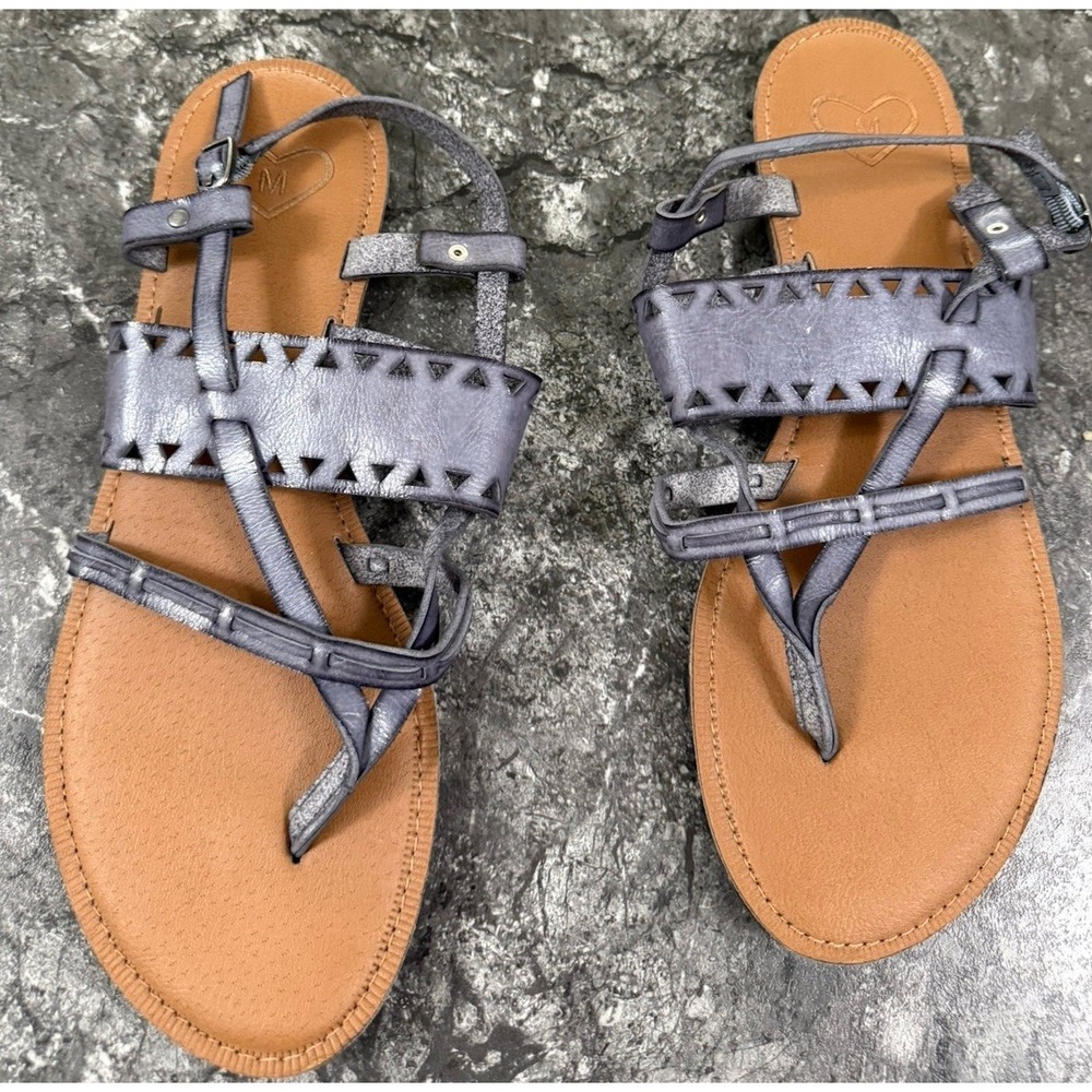 Madeline Womens Bon Bon Flat Strappy Buckle Thong Sandals Gray Sz 11M - Picture 2 of 8
